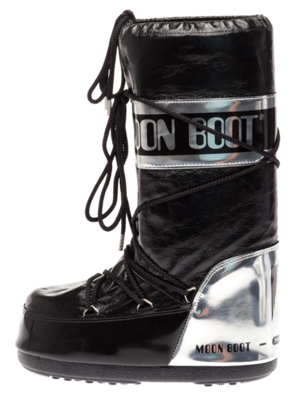Moon Boot Rare Black & Silver Satellite Boot Size 39/41